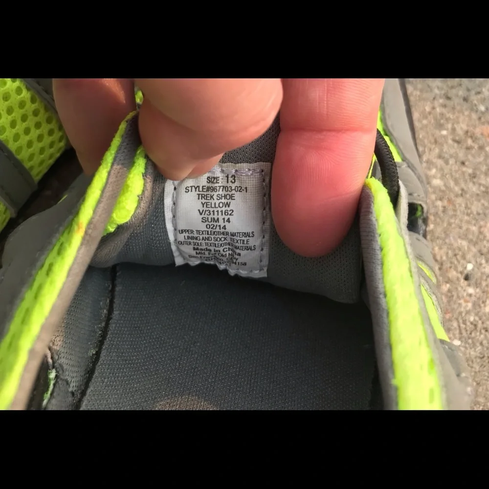 Old Navy 13 Trek Shoes gray neon green yellow mesh lock lace water sandals shoes